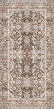 Load image into Gallery viewer, Decorative rug with intricate pattern on a brown background