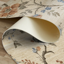 Load image into Gallery viewer, Floral-patterned rug with a white base on a wooden floor