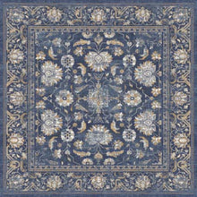 Load image into Gallery viewer, Blue floral patterned rug with intricate border