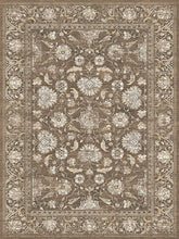 Load image into Gallery viewer, Decorative floral rug with intricate patterns on a brown background