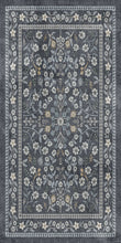 Load image into Gallery viewer, Decorative rug with floral pattern on a dark blue background