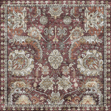 Load image into Gallery viewer, Patterned rug with geometric design in red, beige, and brown colors.