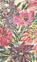 Load image into Gallery viewer, Colorful floral pattern with pink, purple, and green flowers on a textured fabric background of a 3'x5' chair mat