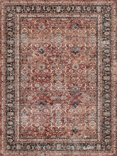 Load image into Gallery viewer, Decorative rug with intricate pattern in red, beige, and black on a matching background