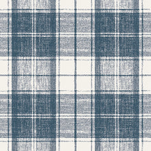 Load image into Gallery viewer, Plaid pattern with blue and gray colors on a white background
