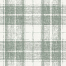 Load image into Gallery viewer, Plaid pattern with green and gray colors on a textured fabric background