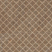 Load image into Gallery viewer, Textured fabric pattern with a diamond grid design in brown and beige tones.