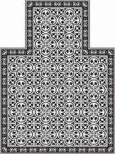 Load image into Gallery viewer, Black and white patterned chait mat with decorative border