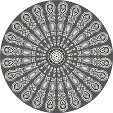 Load image into Gallery viewer, Dark grey pet friendly vinyl mat floor cloth inspired by mandala