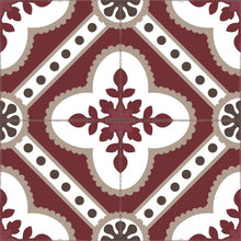 Load image into Gallery viewer, Bordeaux color vinyl mat design inspired by Spanish floor tiles - sample tile