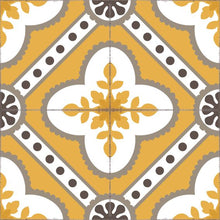 Load image into Gallery viewer, Golden color vinyl mat design inspired by Spanish floor tiles - sample tile