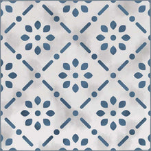 Load image into Gallery viewer, Light blue color vinyl mat design inspired by Spanish floor tiles - sample