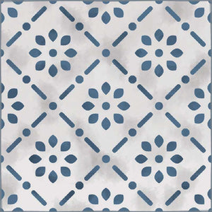Light blue color vinyl mat design inspired by Spanish floor tiles - sample