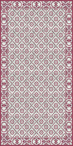 red color vinyl mat design inspired by Spanish floor tiles - area mat 3'x5'