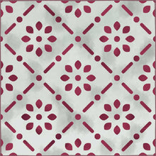 Load image into Gallery viewer, red color vinyl mat design inspired by Spanish floor tiles - sample