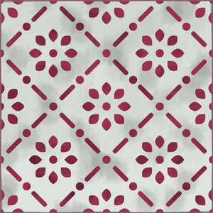 red color vinyl mat design inspired by Spanish floor tiles - sample