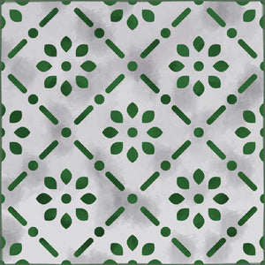 Green color vinyl mat design inspired by Spanish floor tiles - sample