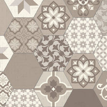 Load image into Gallery viewer, Beige patchwork vinyl mat design - tile sample
