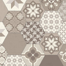 Load image into Gallery viewer, Beige patchwork vinyl mat design - tile sample