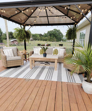 Load image into Gallery viewer, outdoor vinyl mats with grey stripes
