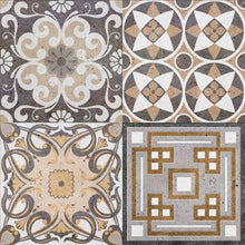 Load image into Gallery viewer, Grey and Brown vintage patchwork vinyl mat sample