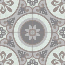 Load image into Gallery viewer, Grey vintage vinyl floor mat with Spanish tile - sample