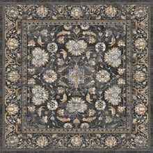 Load image into Gallery viewer, Decorative floral rug with intricate patterns on a dark background
