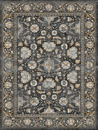 Decorative floral rug with intricate patterns on a dark background