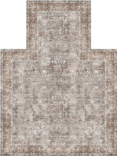 Load image into Gallery viewer, A distressed traditional area rug with an abstract, faded pattern in shades of beige, brown, and gray, shown flat against a white background.
