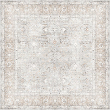 Load image into Gallery viewer, Square rug with a beige and brown pattern on a beige background
