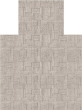 Load image into Gallery viewer, A close-up of a woven fabric or carpet sample with a basketweave pattern in light beige and gray tones, shown against a white background.

