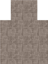 Load image into Gallery viewer, A close-up of a woven or striped textile pattern in taupe, beige, and brown, shown as a flat material sample with a stepped shape on a white background.
