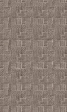 Load image into Gallery viewer, A close-up of a textured geometric pattern featuring interlocking rectangular blocks with vertical and horizontal line details in shades of taupe, gray, and brown.
