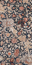 Load image into Gallery viewer, Detailed floral and leaf pattern vinyl rug with a dark blue background
