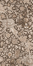 Load image into Gallery viewer, Floral patterned fabric with intricate designs on a brown background
