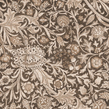 Load image into Gallery viewer, Decorative fabric pattern with floral and leaf designs in brown and beige tones.
