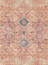 Load image into Gallery viewer, Patterned rug with geometric design in pink, beige, and black
