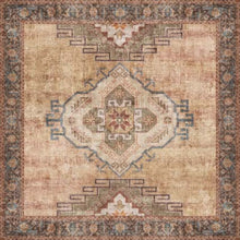 Load image into Gallery viewer, Decorative rug with geometric pattern on a beige background
