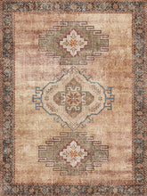 Load image into Gallery viewer, Decorative rug with geometric pattern on a beige background
