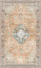 Load image into Gallery viewer, Decorative chair mat with intricate pattern in shades of brown, beige, and blue.
