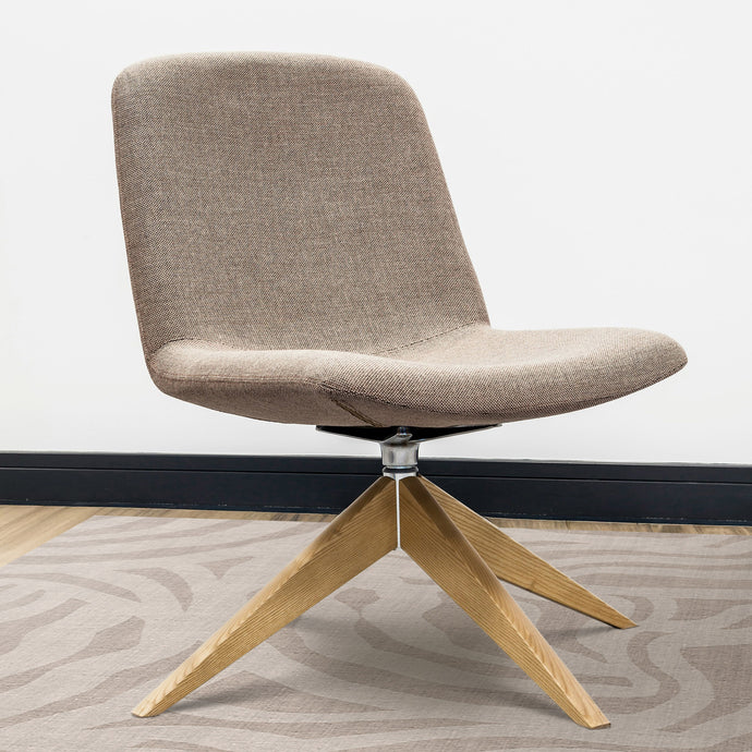 Beige chair with wooden legs on a neutral background chair mat