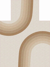 Load image into Gallery viewer, Close-up of a beige and brown geometric patterned rug.

