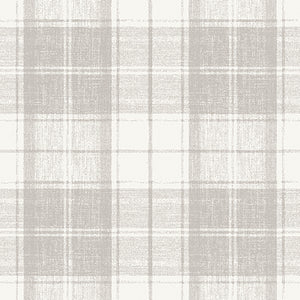 Plaid pattern with gray and white colors on a textured fabric background