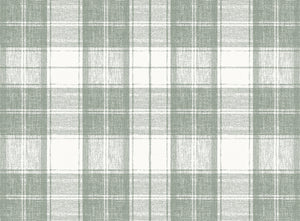 Plaid pattern with green and white colors on a textured fabric background