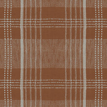 Load image into Gallery viewer, Brown and beige plaid pattern fabric swatch
