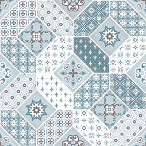 light blue patchwork vinyl mat area sample