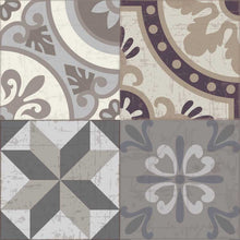 Load image into Gallery viewer, Grey and Brown vintage patchwork vinyl mat tile sample
