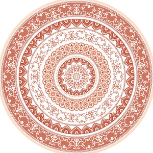 Mandala style round orange color pvc mat area rug