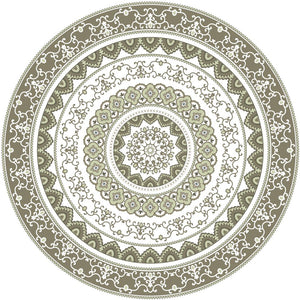 Mandala style round green color pvc mat area rug