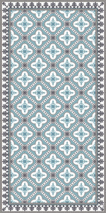 Light blue color vinyl mat design inspired by Spanish floor tiles - area mat size 3'x5'